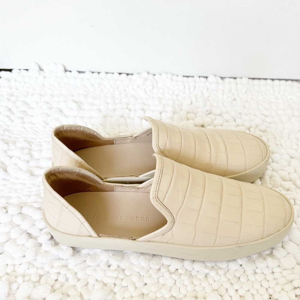 FREDA SALVADOR Eddy D’Orsay slip on shoes size 6.5 cream croc-embossed leather - Picture 3 of 7